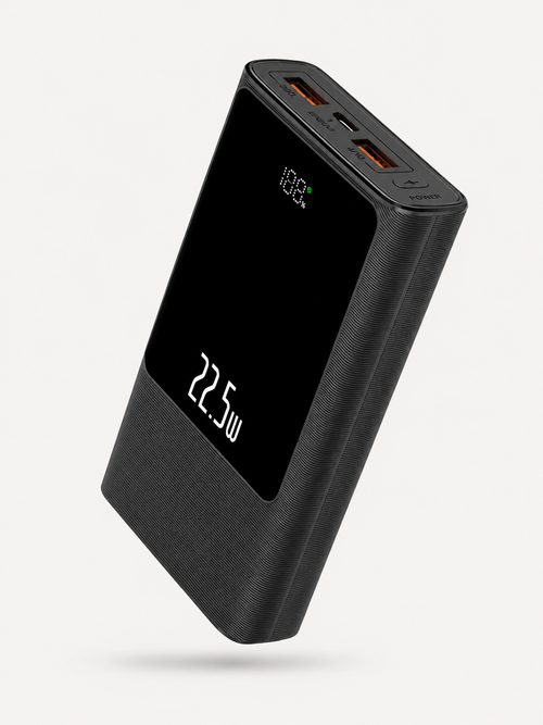 Powerbank 30.000 mAh - 22.5W USB-C Snellader - Display - Zwart