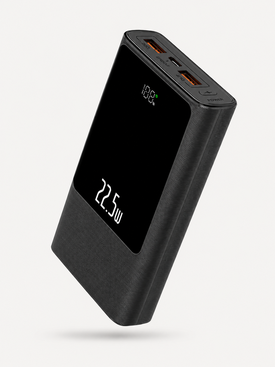 Powerbank 30.000 mAh - 22.5W USB-C Snellader - Display - Zwart