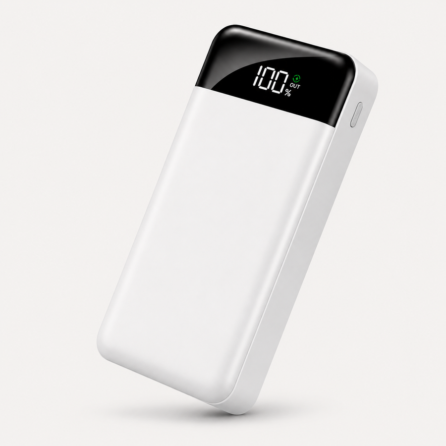 Powerbank 30.000 mAh - 22.5W USB-C Snellader - Zaklamp - Wit