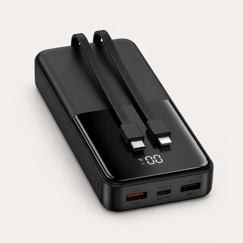 Powerbank 30.000 mAh - 22.5W USB-C Snellader - Display - Zwart