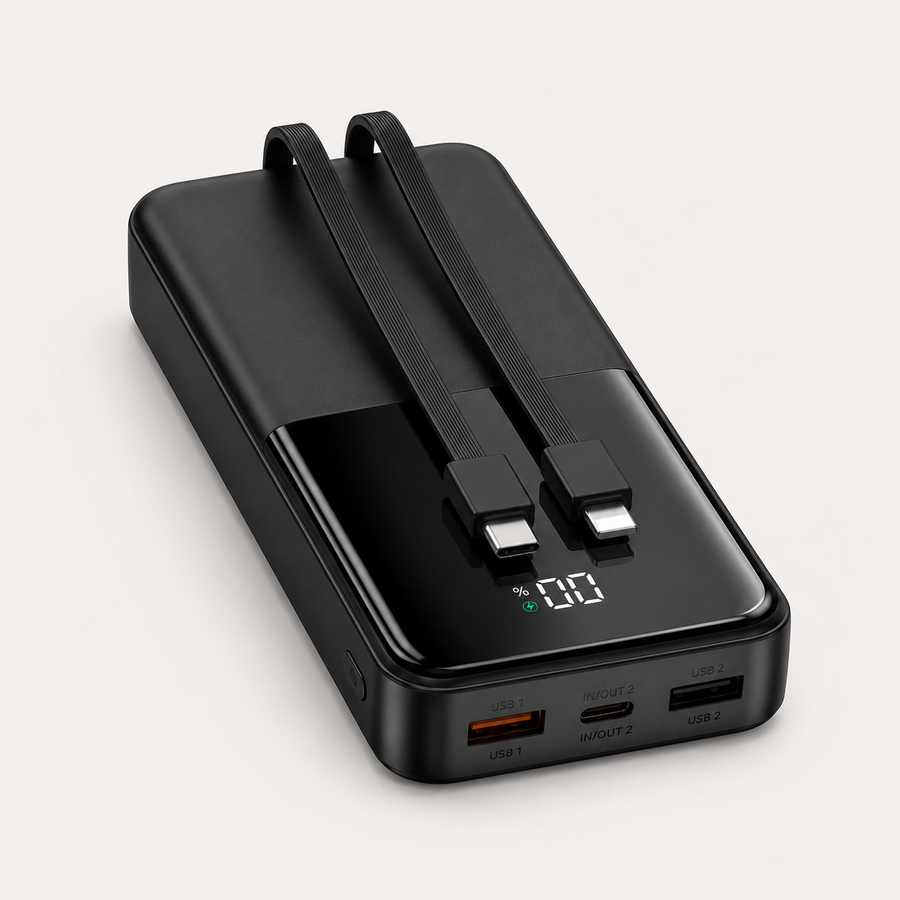 Powerbank 30.000 mAh - 22.5W USB-C Snellader - Display - Zwart