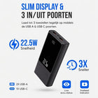 Powerbank 30.000 mAh - 22.5W USB-C Snellader - Display - Zwart