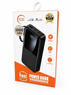 Powerbank 30.000 mAh - 22.5W USB-C Snellader - Display - Zwart