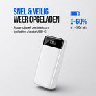 Powerbank 30.000 mAh - 22.5W USB-C Snellader - Zaklamp - Wit