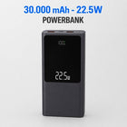 Powerbank 30.000 mAh - 22.5W USB-C Snellader - Display - Zwart