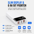 Powerbank 30.000 mAh - 22.5W USB-C Snellader - Zaklamp - Wit
