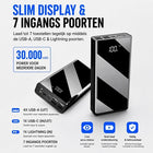 Powerbank 30.000 mAh - 22.5W USB-C Snellader - Zaklamp - Zwart