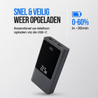 Powerbank 30.000 mAh - 22.5W USB-C Snellader - Display - Zwart