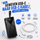 Powerbank 30.000 mAh - 22.5W USB-C Snellader - Zaklamp - Zwart